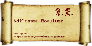Nádassy Romulusz névjegykártya
